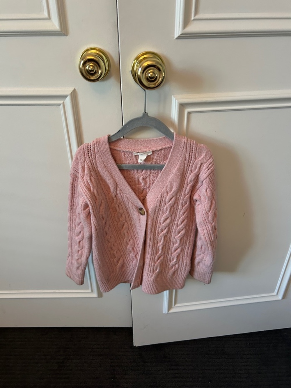 Crewcuts Soft Pink Cable-Knit V-Neck Sweater Cardigan size 4